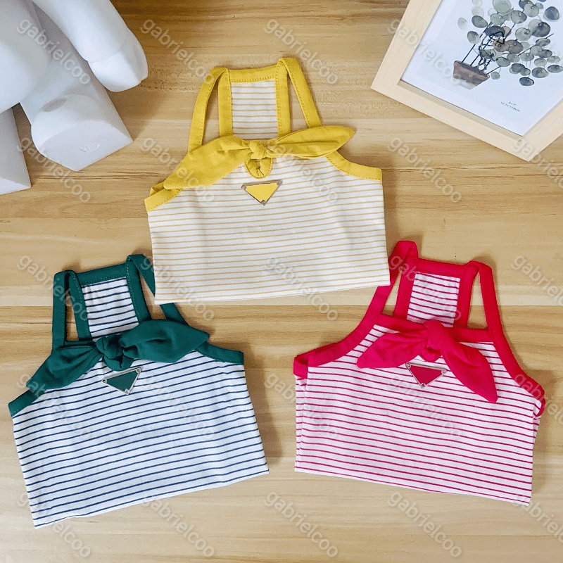Designer Pet Strap Red Green Yellow Stripe INS Summer Breathable Classic Decorative Clothing corgi Dog Cat Sweet Vest Dress XS-XXL