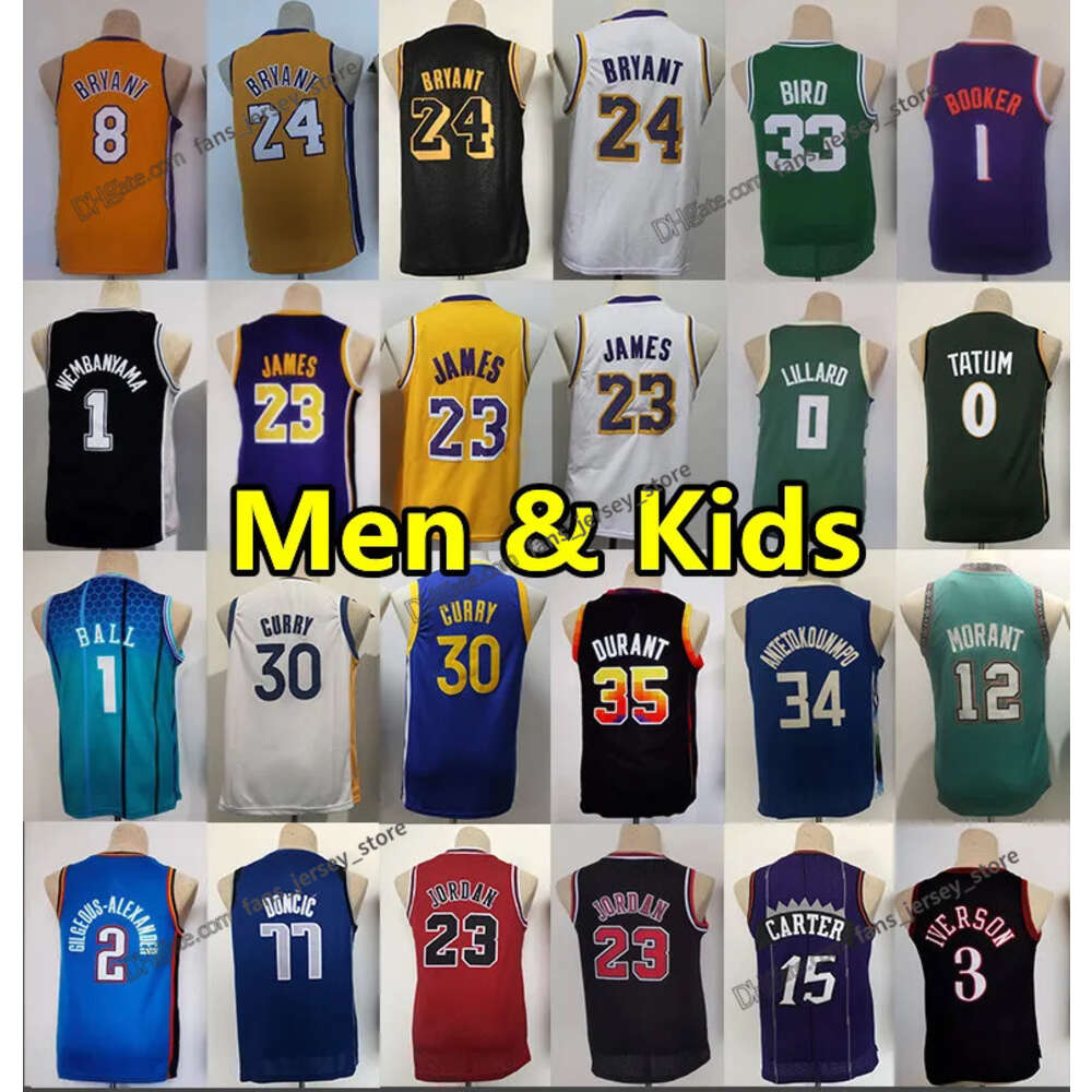 Men Youth Kids Basketball Jerseys Stephen Curry James Devin Booker Kevin Durant Jayson Tatum Ja Morant Giannis Antetokounmpo Bryant Lamelo Ball Children Jersey