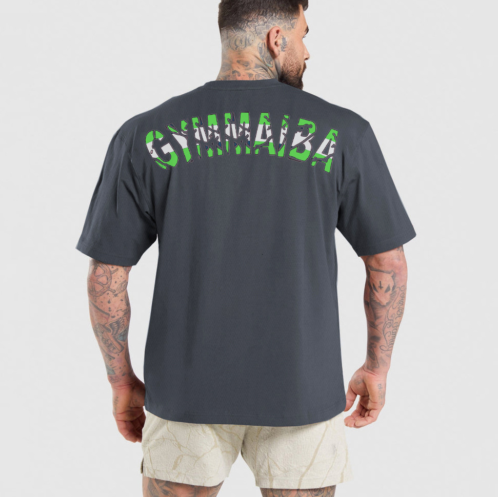 Men American Muscle Shark Street Fitness Gymshark Sports Shortsleeved Mens Tshirt Chris Training Strength Loose Tops 240409
