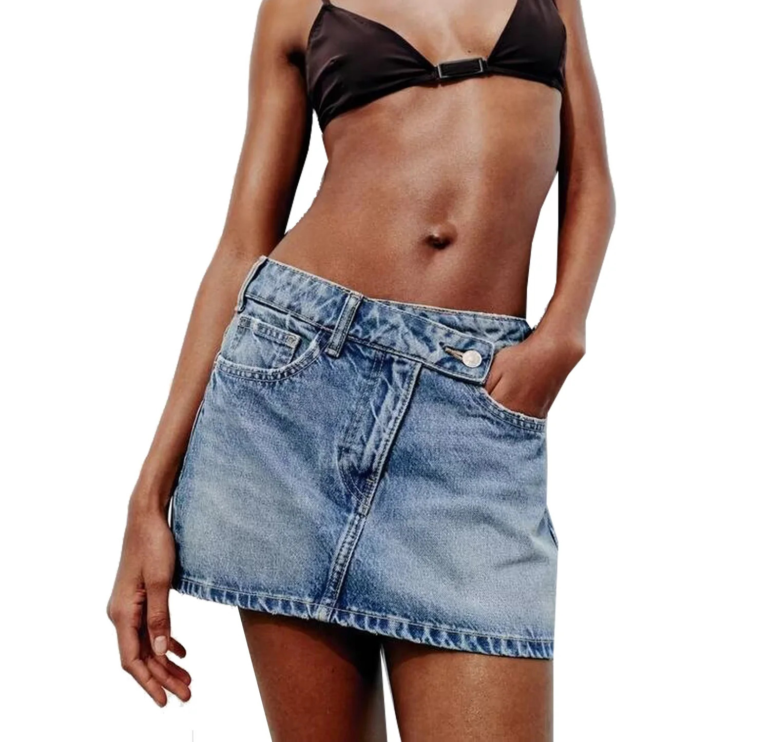 Womens Denim Mini Skirt Fashionable and Casual Slimming Versatile 240531