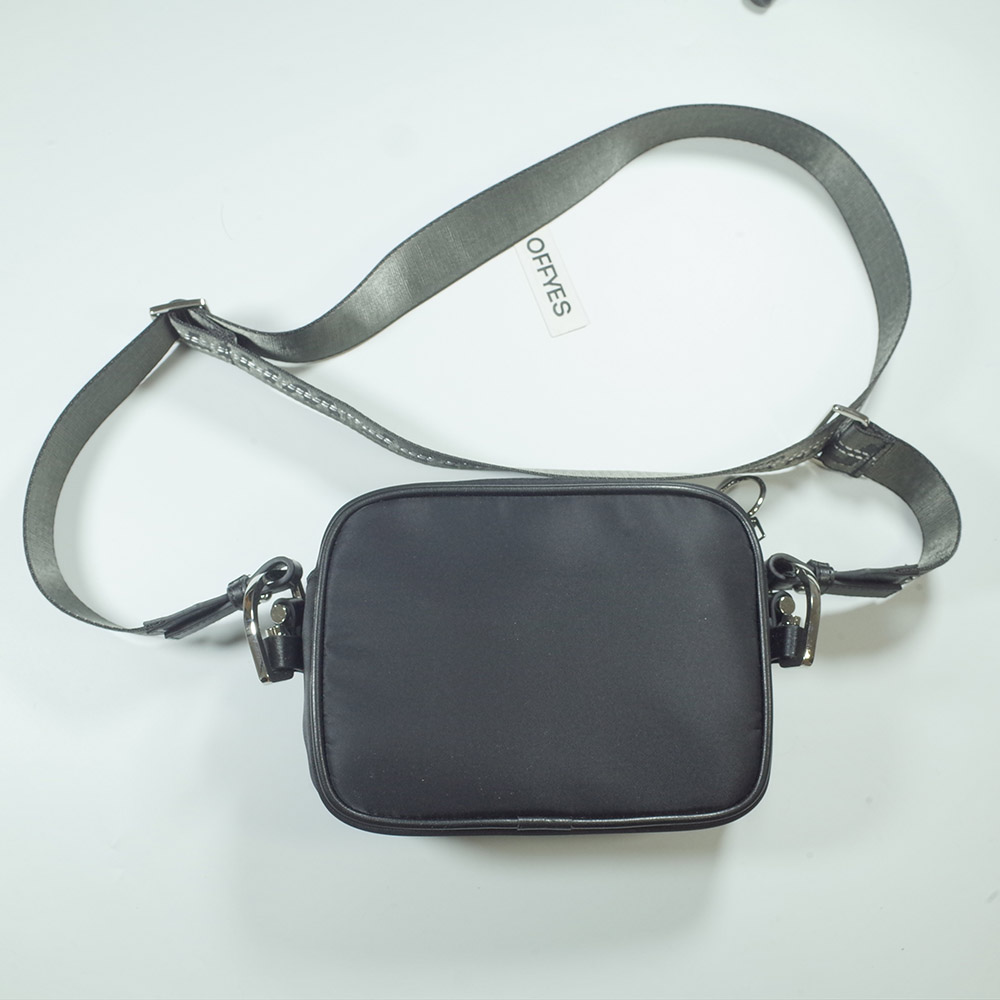 Logo Print Crossbody Bag Black Industrial Strap Shoulder Bag Women Men Side Sling Bag Hype Street Fashion Cross Body Messenger Bag