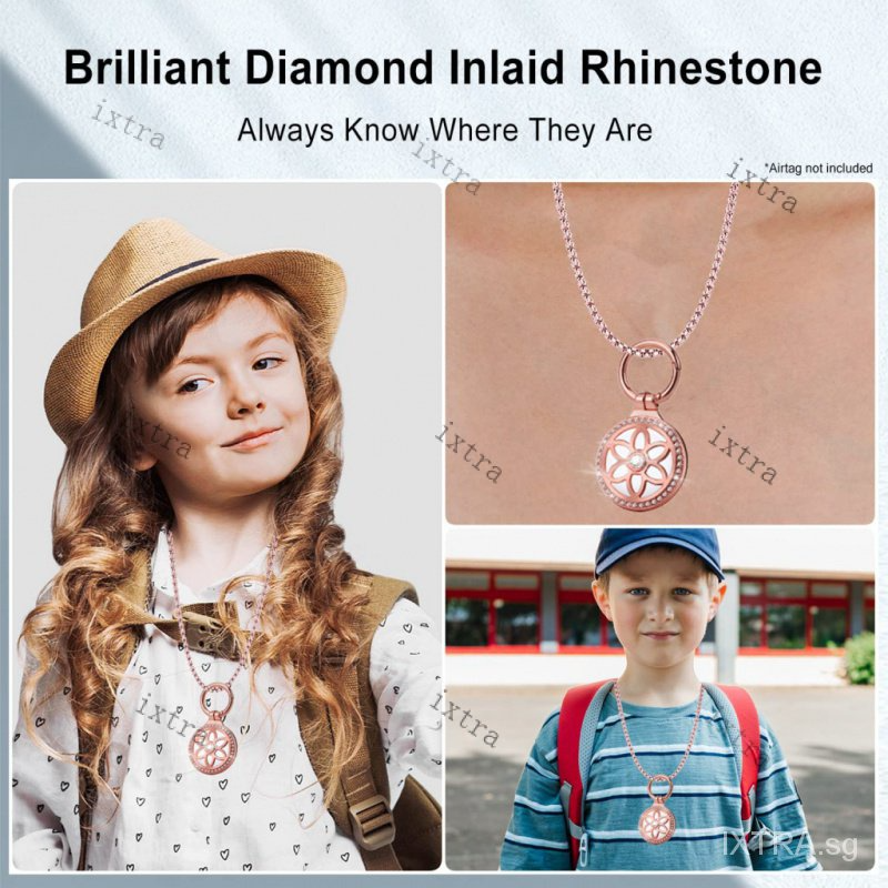 Airtag Necklace,Titanium Alloy Metal Dial Design Airtag Necklace Kids,75cm/29.5in Adjustable Alloy Chain Air tag Necklace for Ad