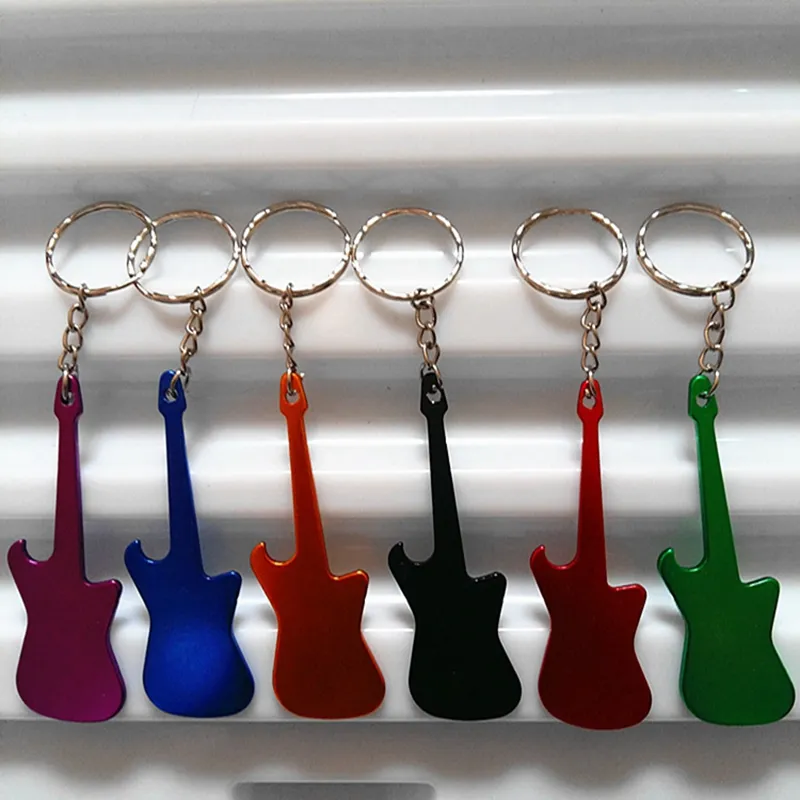 Guitar Shaped Openers Keychain Metal Key Ring Bottle Opener Can Custom 0605