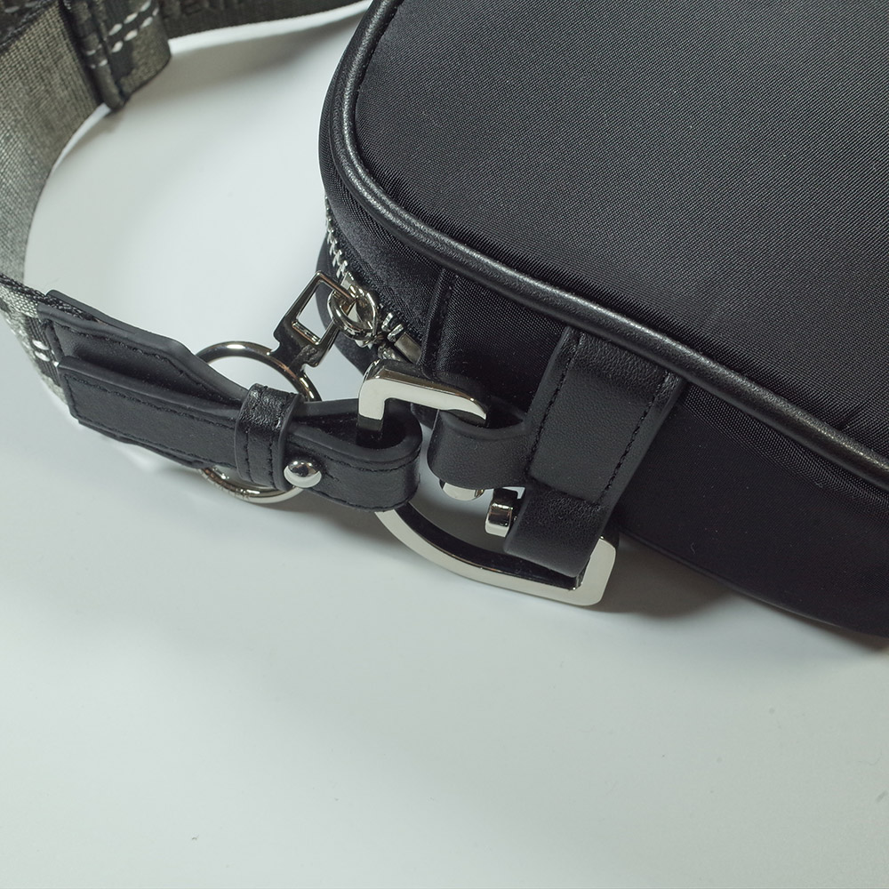 Logo Print Crossbody Bag Black Industrial Strap Shoulder Bag Women Men Side Sling Bag Hype Street Fashion Cross Body Messenger Bag