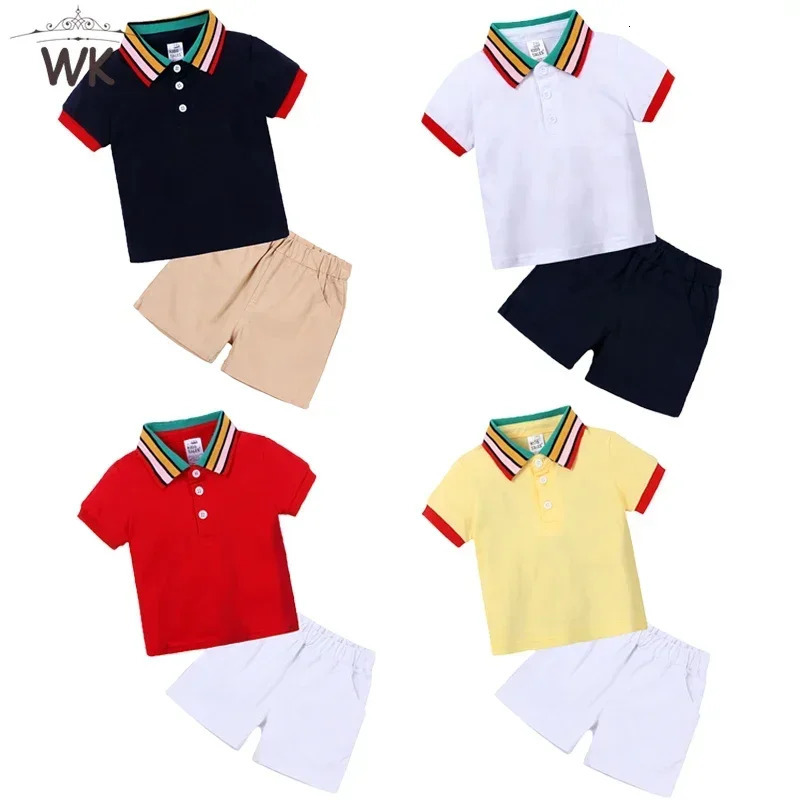 Toddler Kids Boys Summer Leisure Set 2Pieces Polo Shirt Short Pants Outfits Cotton Little Kids Holiday Playwear Clothes Sets 240531