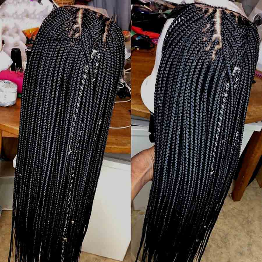 Long Braided Hair Synthetic Lace Front Wigs Handmade Collection Braideds With Baby Hair Box Braided Wig wigs for black woman in All Categories