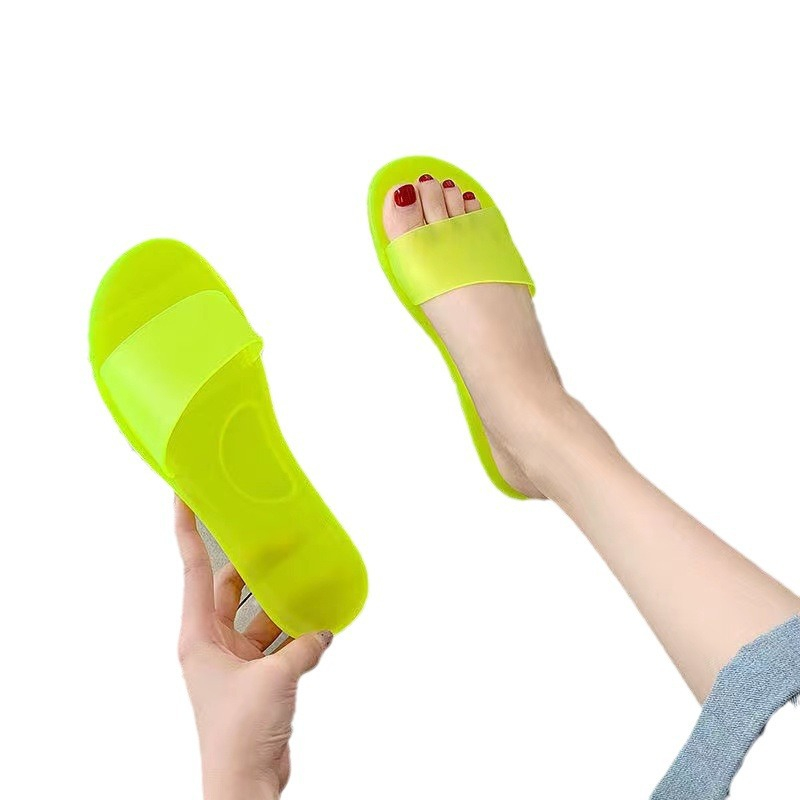 Women's Crystal Summer Large New Size Fashion Jelly Outwear Casual Home Couple slip and Anti Odor Slippers Lhshoe