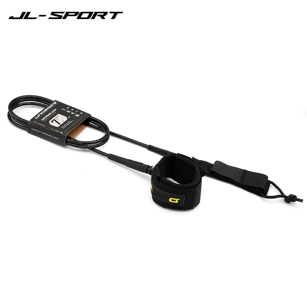 SUP Board Surf Leash Surf Board Leash 7mm TPU Foot Rope Nlack Straight Surf Leash With Simple Packing 240531