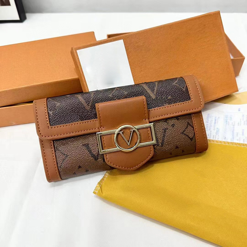 Pink sugao wallet clutch bag card bag coin purse high quality luxury fashion designer letter and flower prined pu leather wallet with box shopping bag sisi-230802-39