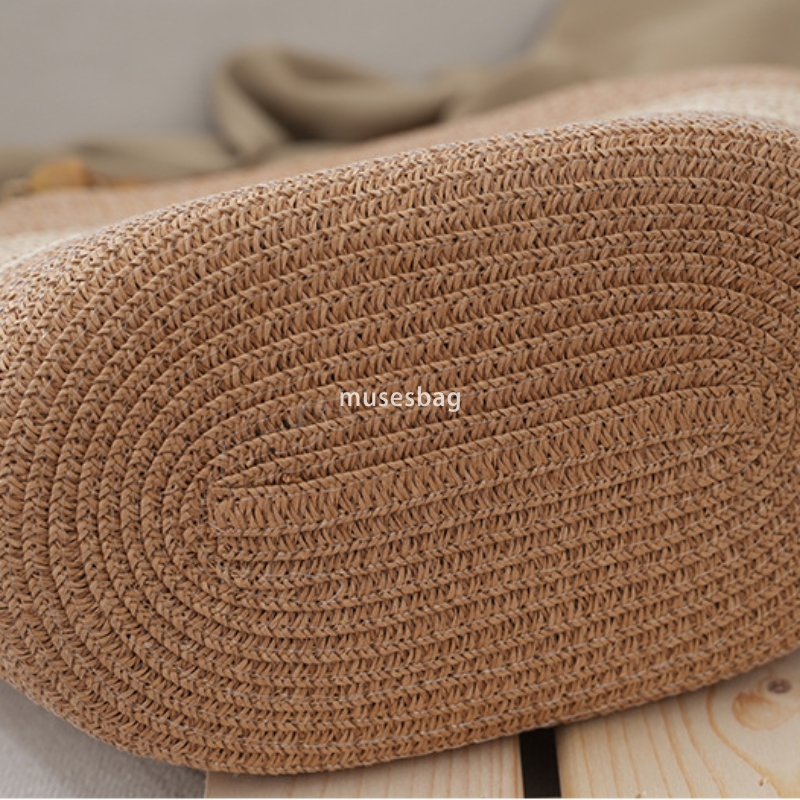 Fashion straw woven bag for women's beach bag designer luxury mini shoulder bag retro women's high-quality handbag versatile large capacity 