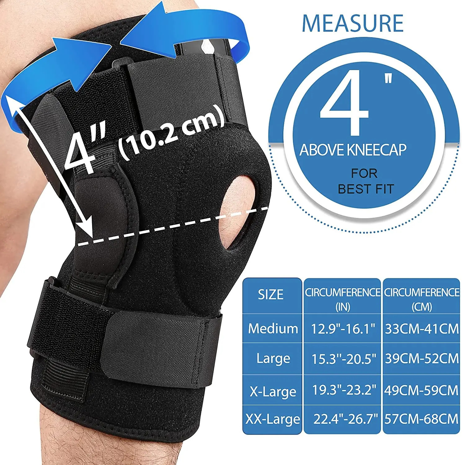 NEENCA Hinged Knee Brace with Side Stabilizers for Pain Meniscus TearACLPCLMCLJoint Relief Injury Recovery 240522