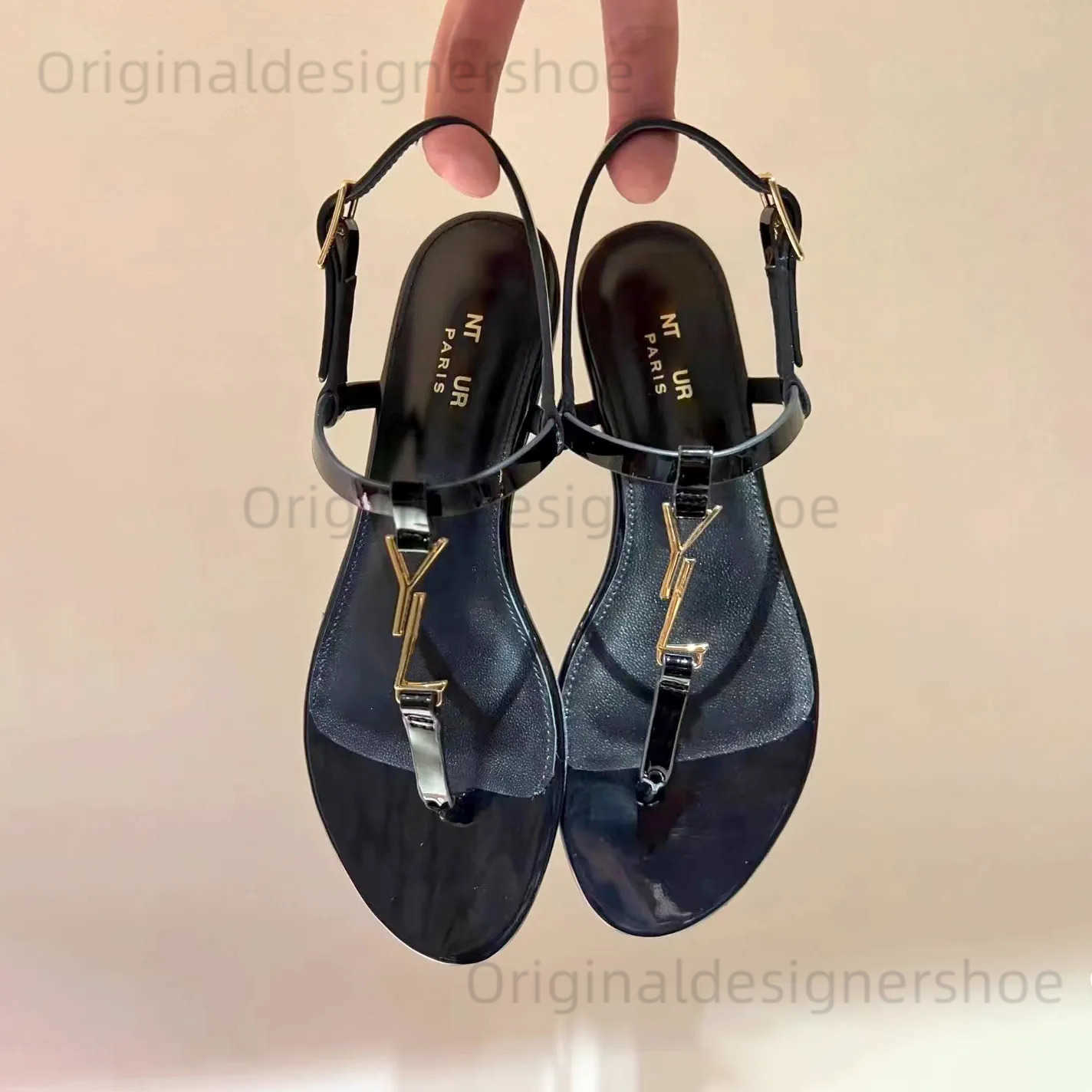 Sandals top quality brand CASSANDRA sandals Designer Slipper mens Sliders summer Flat Mule luxury Leather Casual shoe sexy Light gold sandale beach Slide womens loa