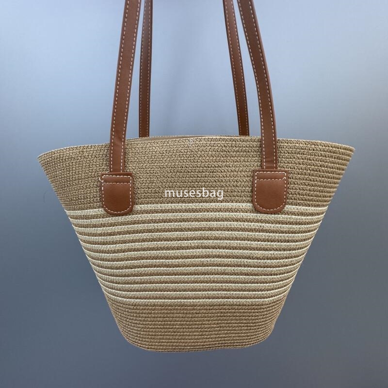 Fashion Women's Handbag Retro Shoulder Bag Designer Women's Grass Woven Bag Single Shoulder Woven Bag Large Capacity Women's Beach Bag