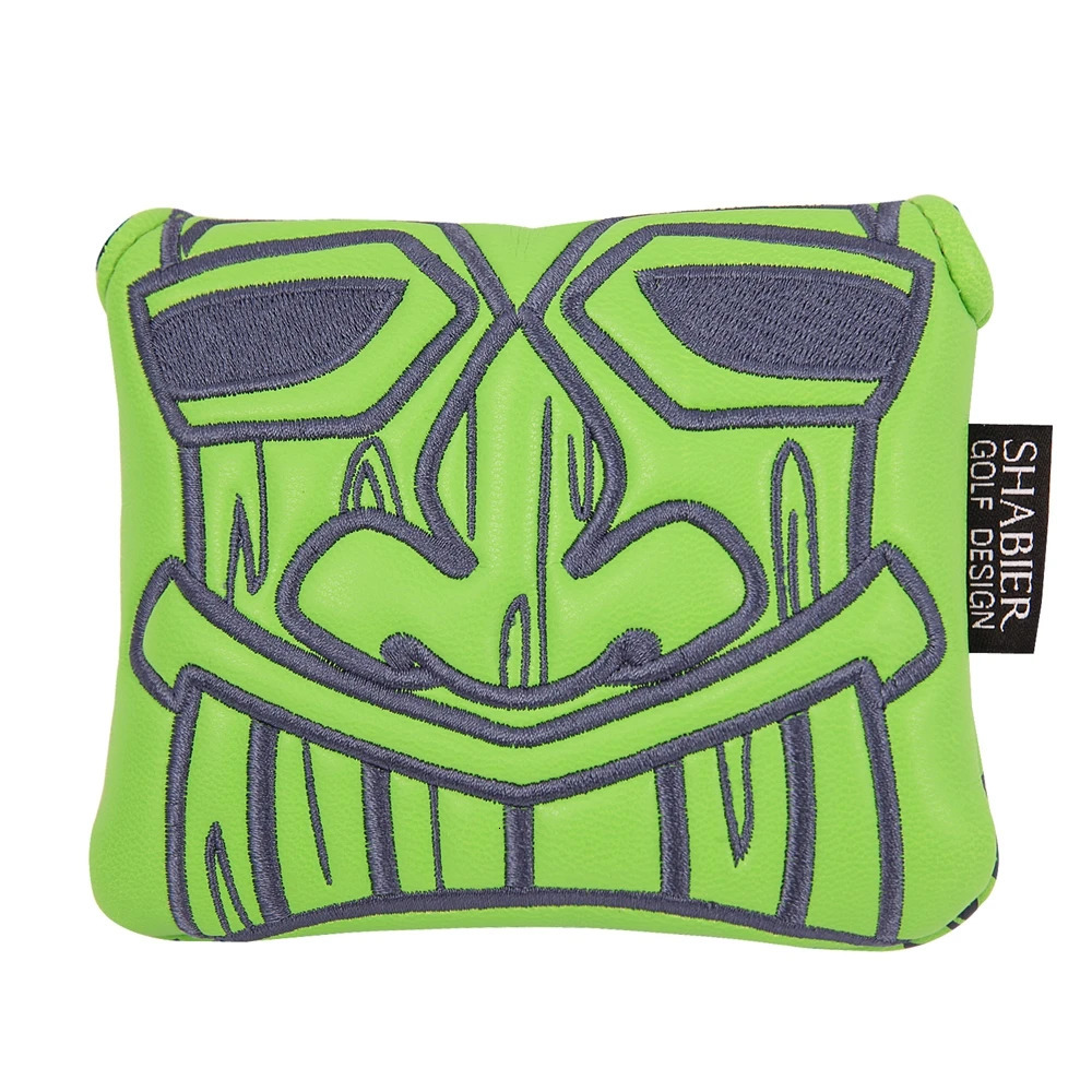 Green PU Leather Embroidery Golf Club Magnetic Closure Large Mallet Putter Cover 240523