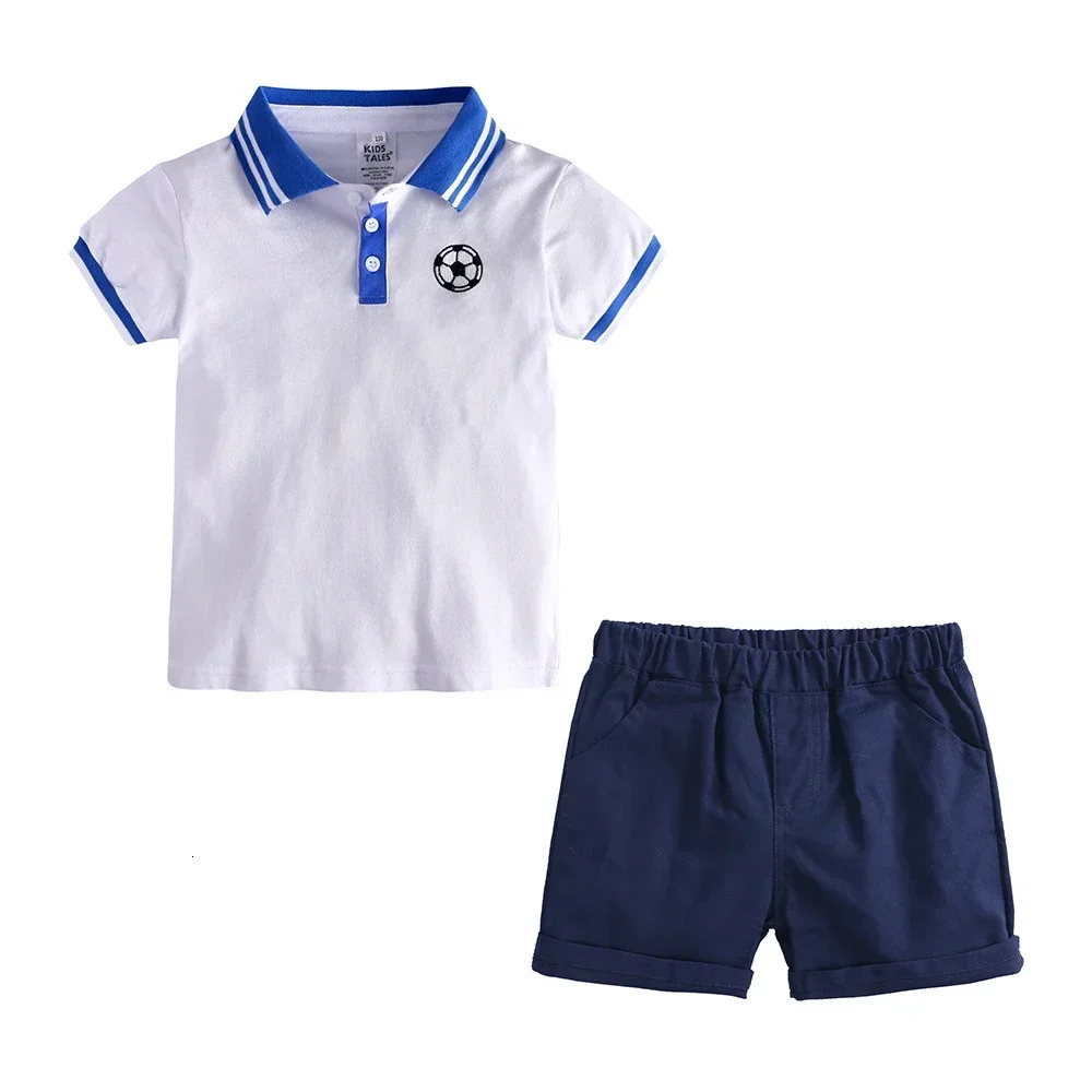 Toddler Kids Boys Summer Leisure Set 2Pieces Polo Shirt Short Pants Outfits Cotton Little Kids Holiday Playwear Clothes Sets 240531