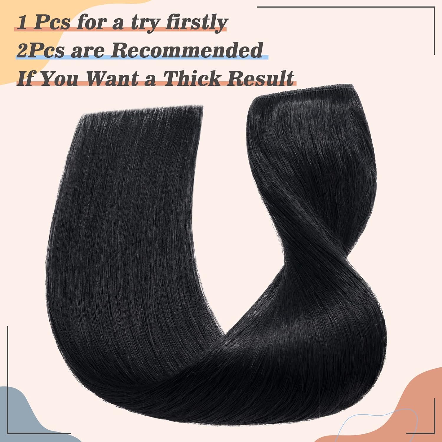 Straight One Piece Clip in Hair Extensions Brazilian Human Hair One Piece 5 Clips Double Weft Natural Black Color 100 grams