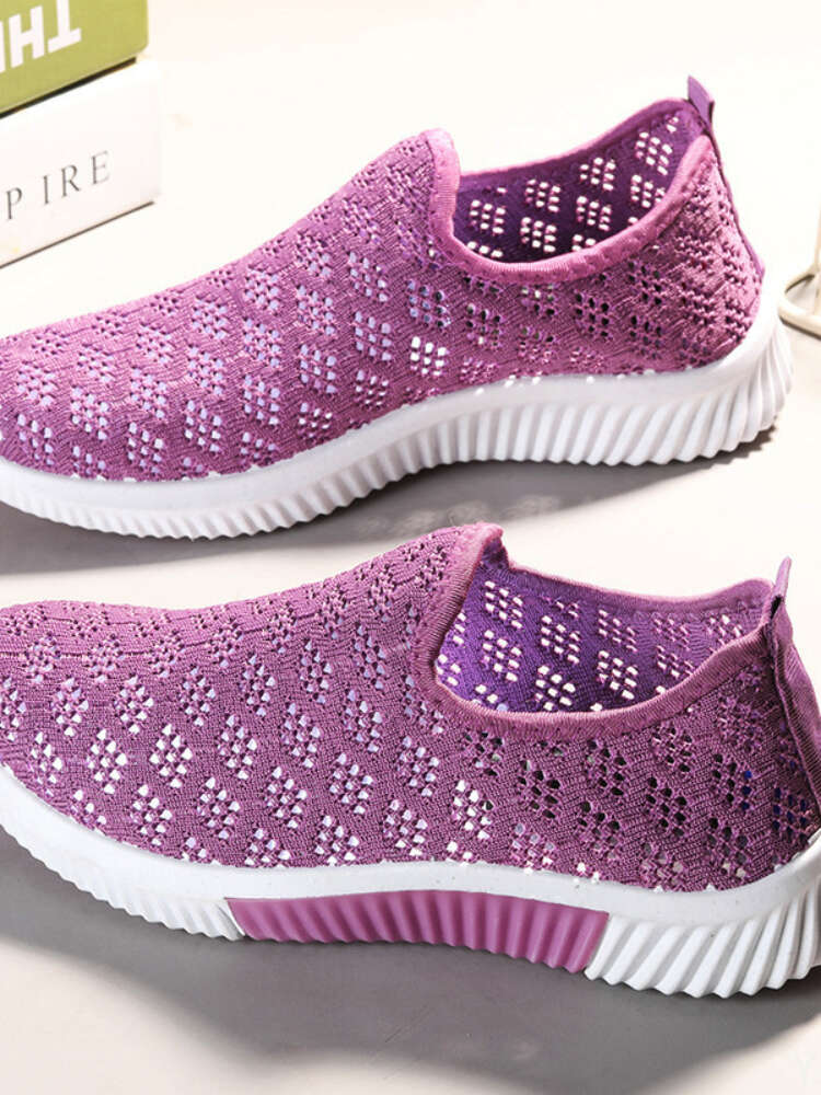 2024 New Fashion Women Mesh Sports Shoes Breathable Flats Soft Sole Casual Sneakers 8c839