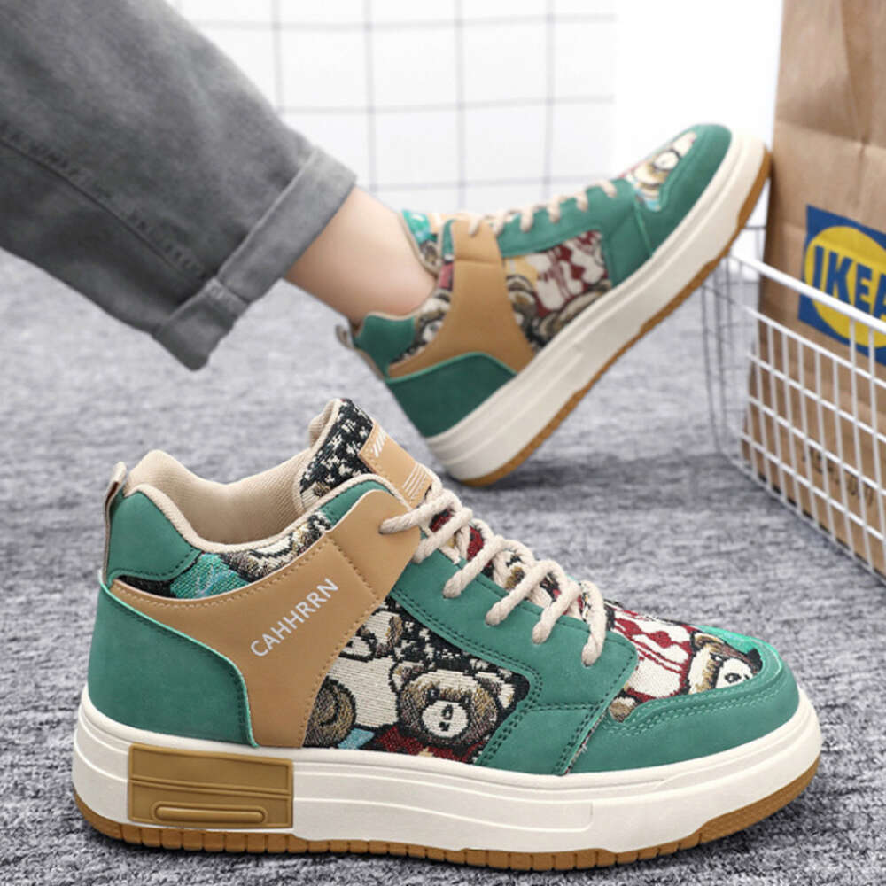 Ddmyoutdoor Men S Casual Thick Soled High Top Sneakers For Men New Male Designer Lovely Bear Canvas Tennis Shoes Tenis Mascuos
