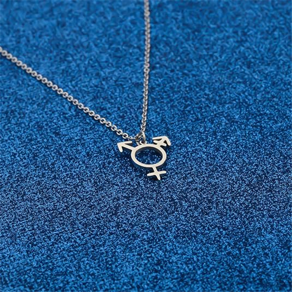 10PCS Transgender Symbol Pendant Necklace Male and Female Trans Gender Sign Stainless Steel Lgbt Queer Bisexual Lesbian Pride Gay Charm Chain Choker