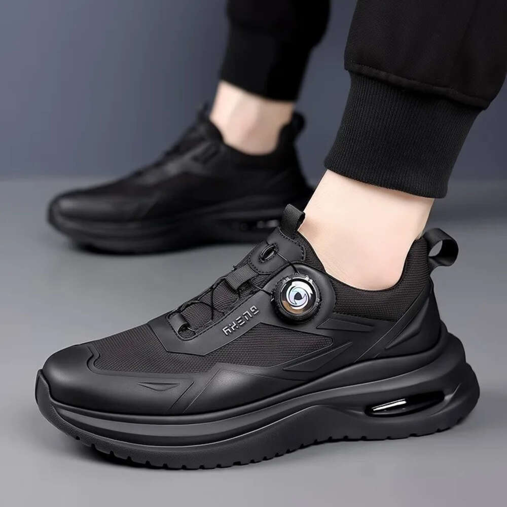 Ddmysports Fashion Thick Soled Black Rotating Button Men S Shoes Spring Autumn Soft Sole Casual Outdoor Travel Sneakers OUTDOOR