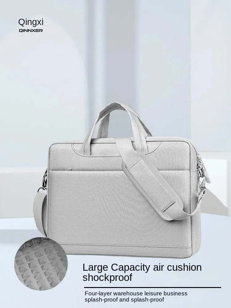 QINNXER Laptop Shoulder Case Business Large Capacity Crossbody Briefcase 15.6inch Thickened Shockproof Inner Tank Necessaire Bag 240528