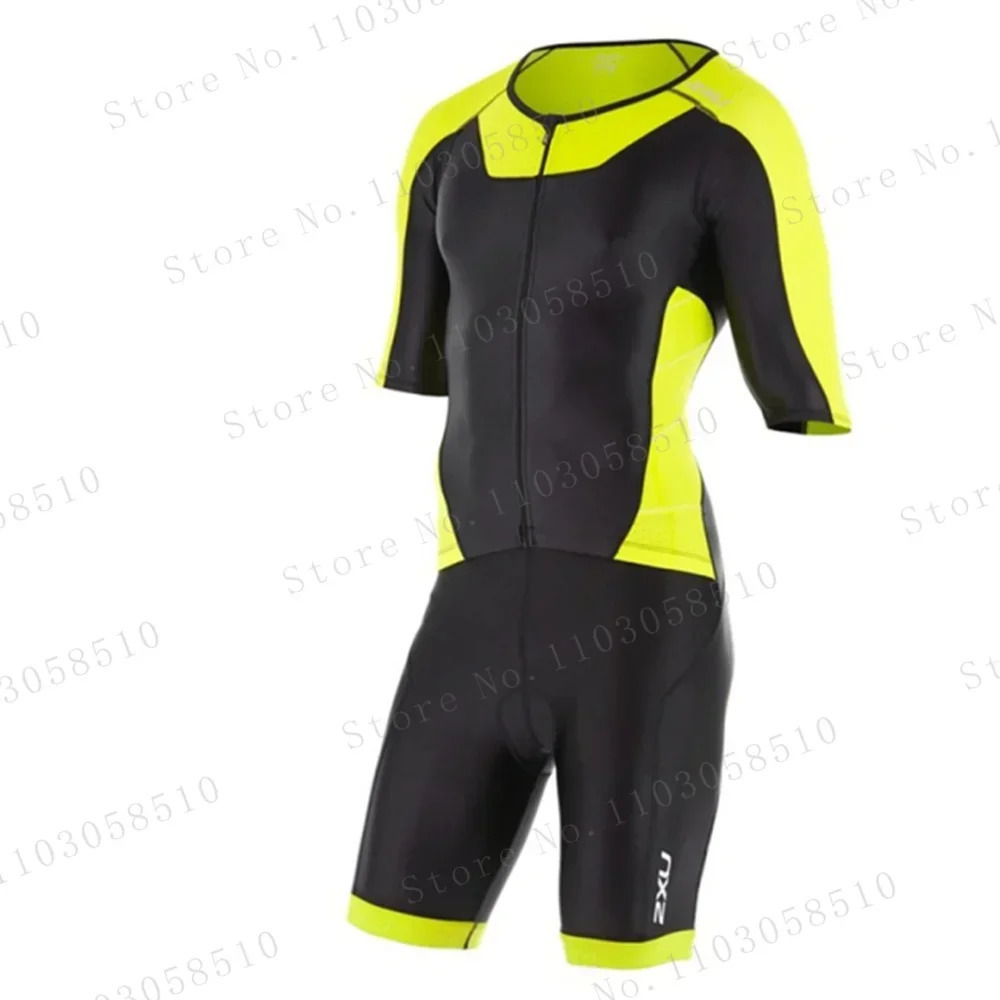 zxuful Men Cycling Skinsuit Triathlon Suit Speedsuit Trisuit Short Sleeve Speedsuit Maillot Ciclismo Running Road Clothing 240527