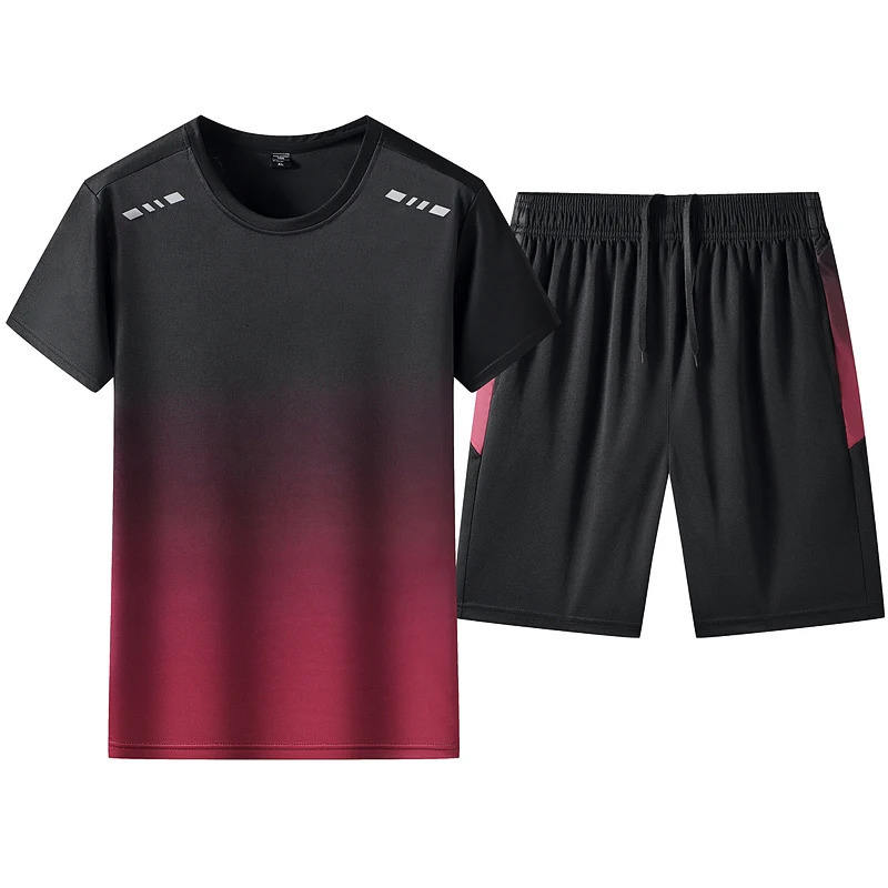 Summer Short Sleeve Tshirt Pants Fashion Handsome Suit Men Loose Everything with Five Points Shorts Twopiece Set 240531