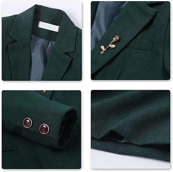 Boys Dark Green Suit For Wedding Party Teenager Kids Ceremony Tuxedo Dress Children Pograph Evening Party Performance Costume 240531