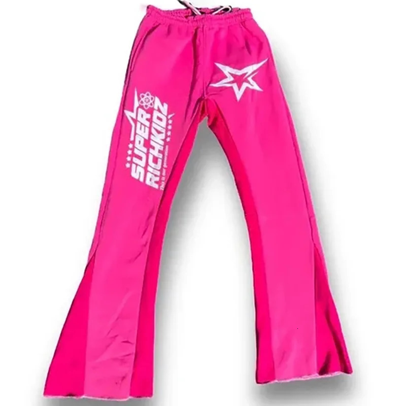Y2k Pants Men Loose Graphic Trousers Casual Sweatpants Mid Waist Sporty Female Clothes Streetwear Hip Hop Vintage Flared Pants 240527