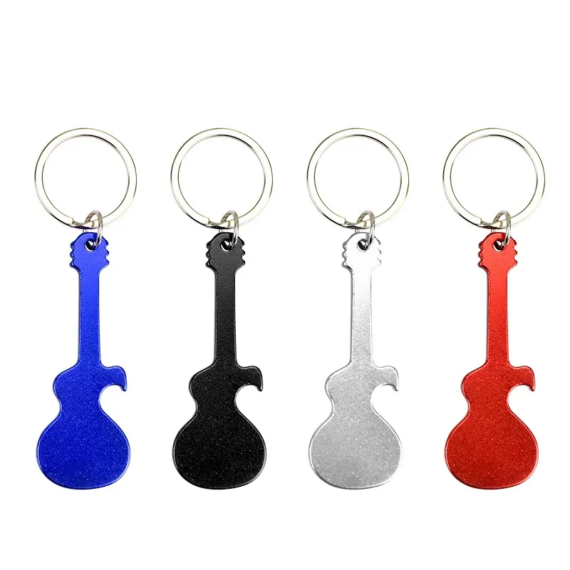 Guitar Shaped Openers Keychain Metal Key Ring Bottle Opener Can Custom 0605