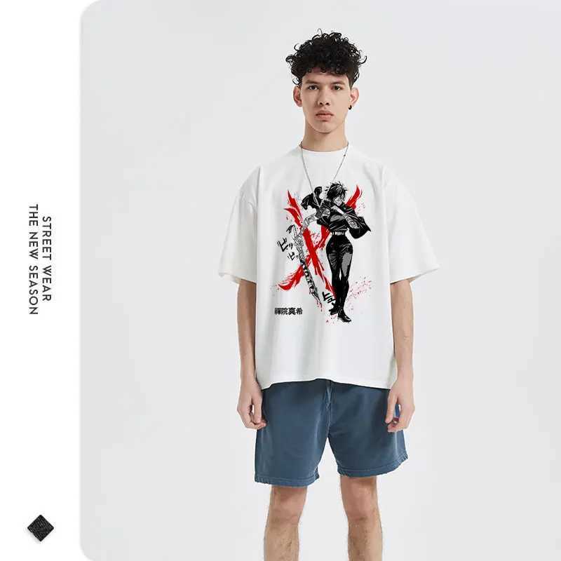 Men's T-Shirts Anime Zenin Maki T-shirt Vintage Wash Satoru Gojo T-shirt Extra Large T-shirt Harajuku Comic Fushiguro Toji Tops Ts Man Y240531ECU
