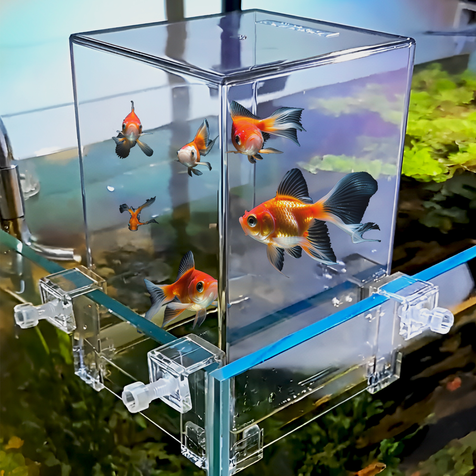 Transparent Fish Elevator With Brackets Expanded Swim Area Aquarium Accessories For Improving Oxygen Circulation