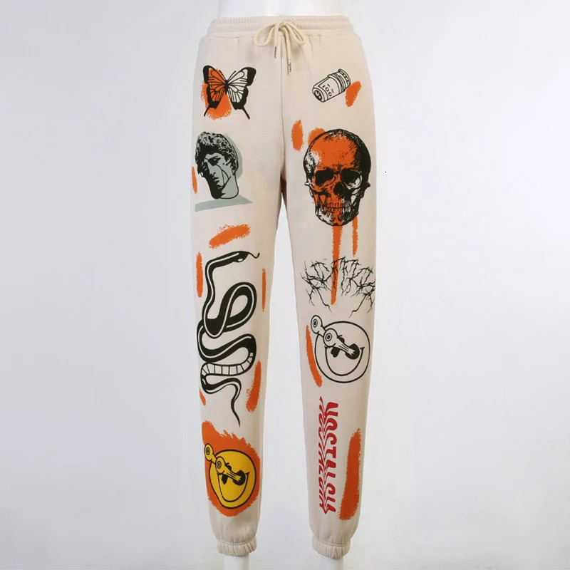 Women Sweatpants Joggers Y2K Harajuku Cartoon Skull Printed Streetwear Sweatpants Pants Casual High Waist Sweatpants Winter 240530