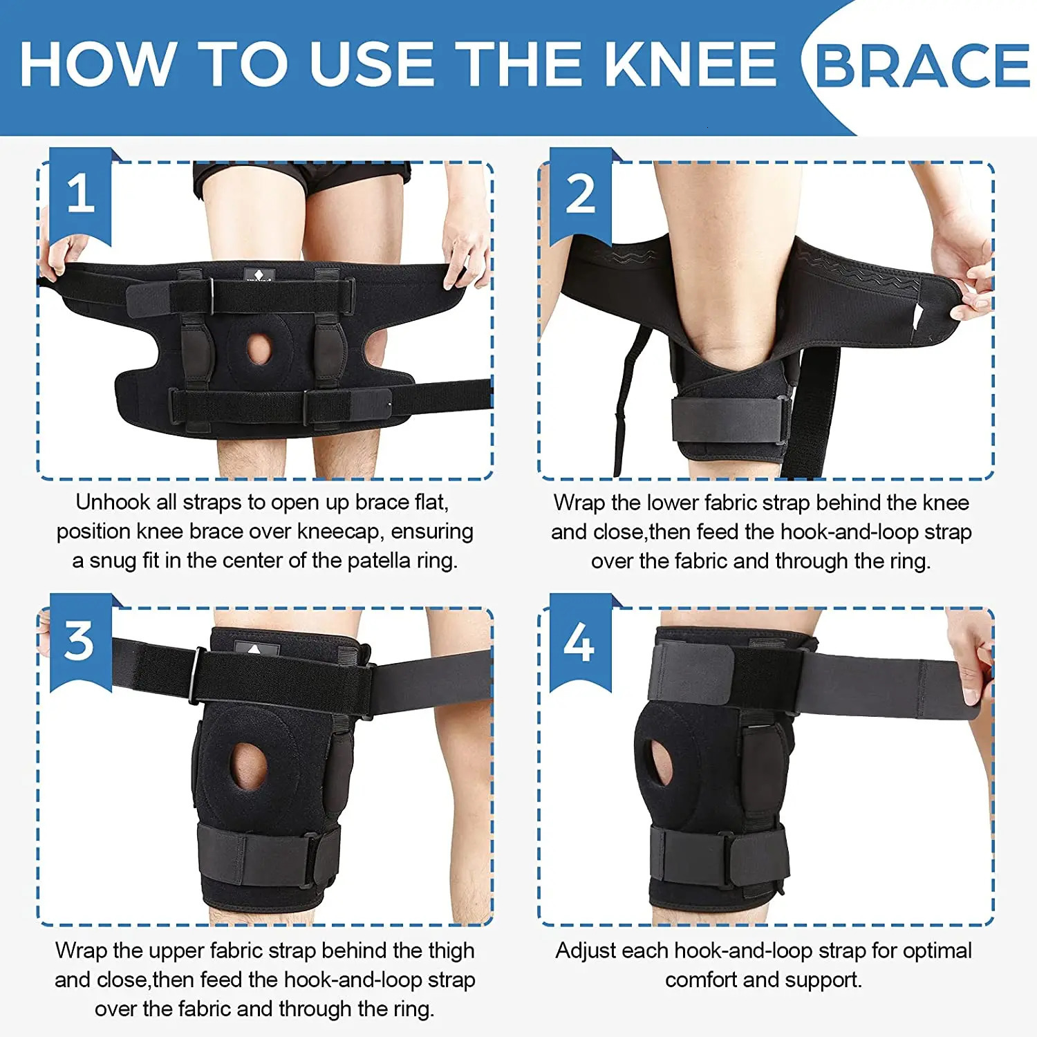 NEENCA Hinged Knee Brace with Side Stabilizers for Pain Meniscus TearACLPCLMCLJoint Relief Injury Recovery 240522