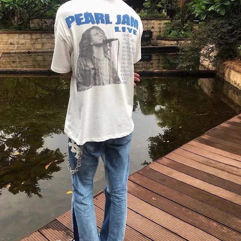 PearI Jam Rock Band Washed Cotton Vintage T Shirt Streetwear Quality Graphics Printing KENIJIMA same men clothing 240531