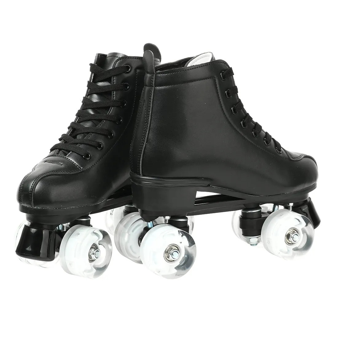 Women White PU Leather Roller Skates Skating Shoes Sliding Inline Quad Sneakers Training Europe Size 4 Wheels Flash Wheel 240528