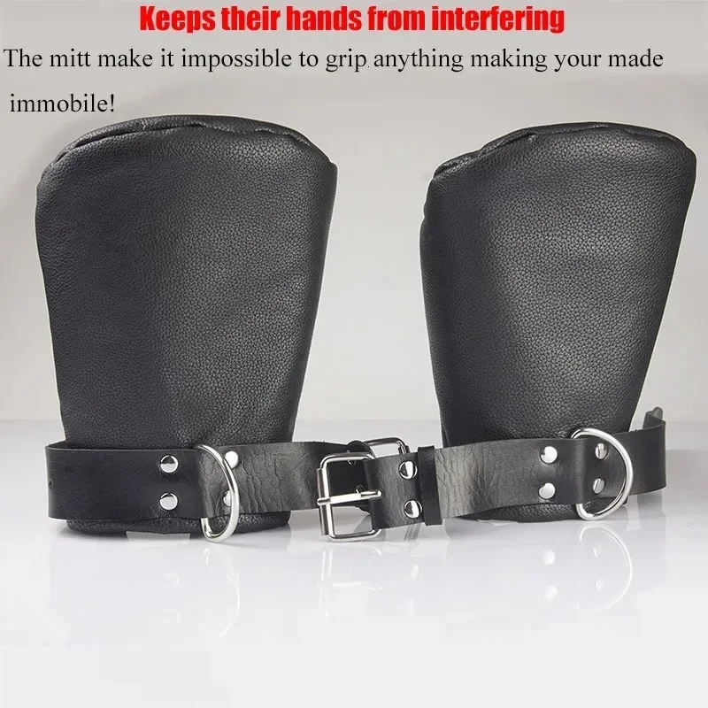 Puppy Bdsm Finger Gloves Leather Gloves with Dog Paw Feet Cushioned Hand Cuff Binding Couple Sex Toy 240516
