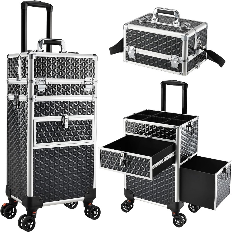 Joli Rolg Makeup Case 4 in 1 with Wheels & Drawers Large Professional Cosmetology LockableTravel Cosmetic Storage d9b6 4