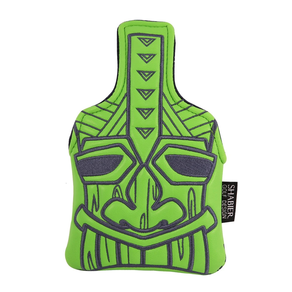 Green PU Leather Embroidery Golf Club Magnetic Closure Large Mallet Putter Cover 240523