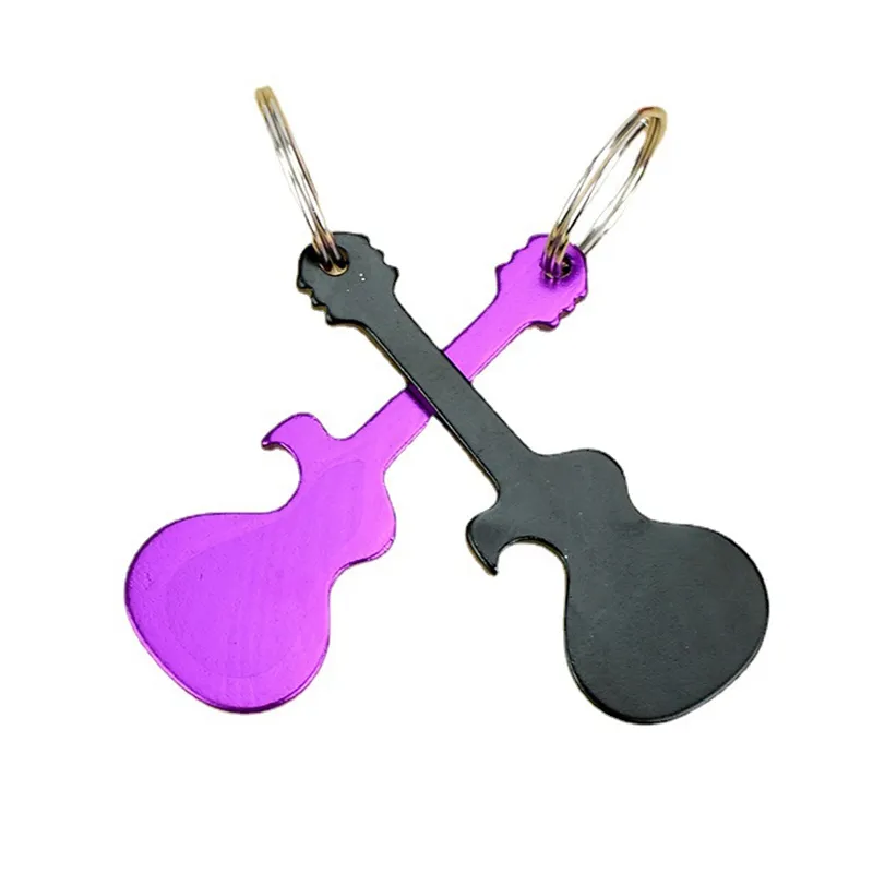 Guitar Shaped Openers Keychain Metal Key Ring Bottle Opener Can Custom 0605