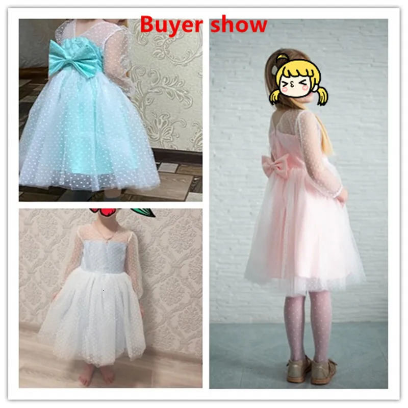 Girls Polka-Dot Dress Elegant Princess Wedding Gown Kids Dresses For Girl Children Birthday Party Tulle Dress 4-10Yrs Vestidos 240531