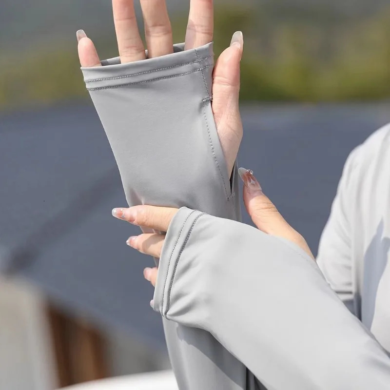 Pink Ice Silk Sunscreen Clothes for Womens Sports Summer Thin Breathable UV Protection Sweatshirts Slimming Short Hooded Top 240531