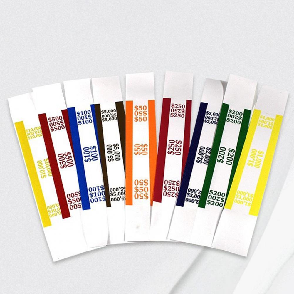 Cash Binder with Adhesive Strip Cash Strap Organizer Money Band Bundles Self-sealing Cash Straps for Banks Hospitality for Money