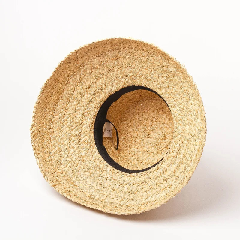 Fashion Women Wide Brim Raffia Hat Women Vacation Beach Hats Flat Top Straw Hat Summer Sun Hat Ladies UV Bucket Hat Wholesale 240530