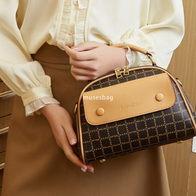 Large capacity handbag new contrasting tote bag crossbody bag women's one shoulder small round bag high-end fashion women's bag