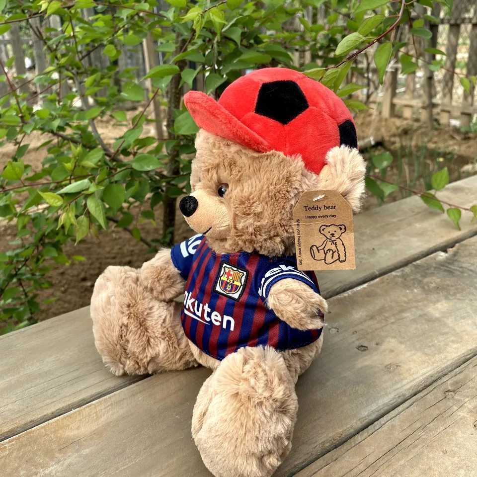Stuffed Plush Animals 25-35cm Red Football Hat Teddy Bear Filled Plush Toy Doll Children Baby Toy Boys and Girls Brithday Gift T240531