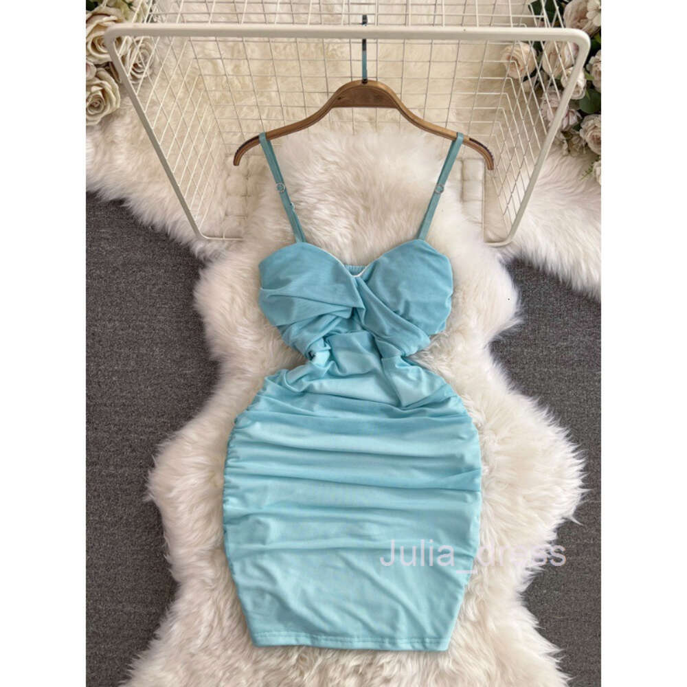 Summer Fashion Pure Desire Sexy Bra Folded Waist Slim Short Fit Tight Wrap Hip Bottom Hanging Strap Womens Dress