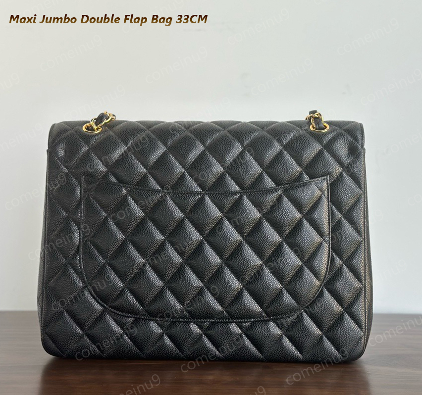 Mirror Quality Classic Caviar 33CM Flap Bag Women's Lambskin Quilted Double Shoulder Crossbody Bags Designer Handbags Gold Silver Hardware Mix Colors