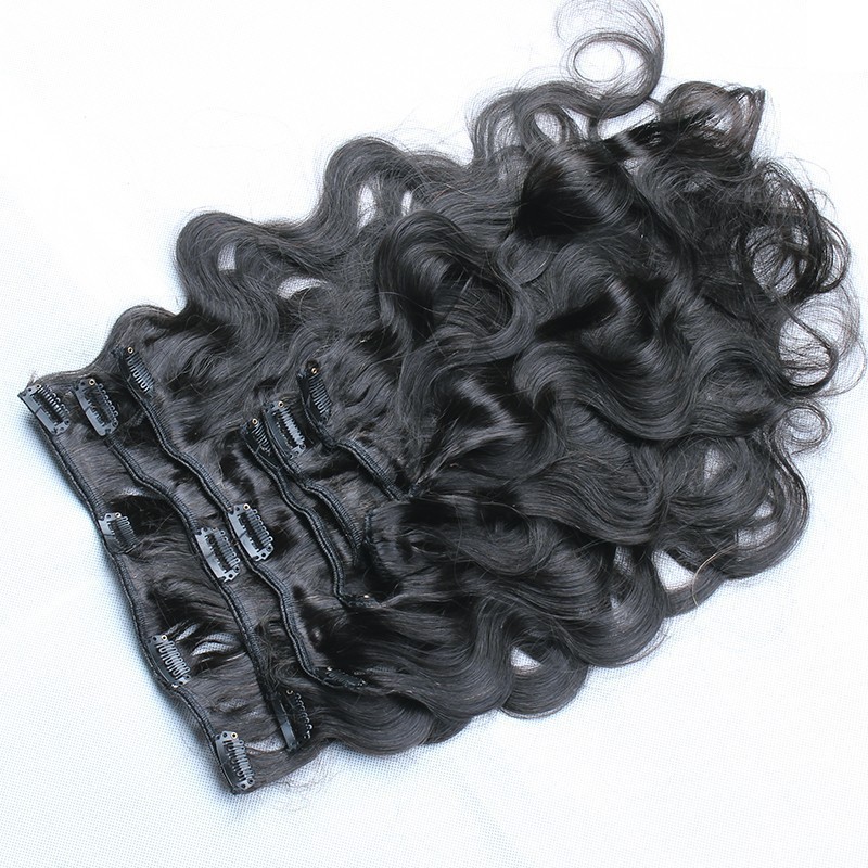 Body Wave Clip In Human Hair Extensions Natural Black 7pieces/set 8pcs/set 120Grams