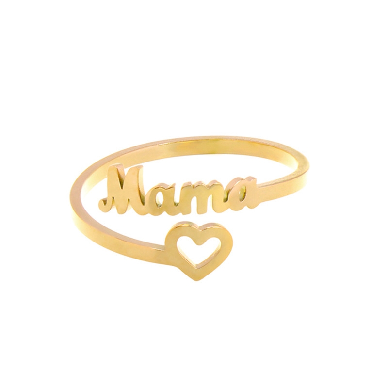 30PCS Hollow Heart Shaped Ring with The Word Mama Mom Mommy Letter Stainless Steel Adjustable Open Resizable Rings for Women Ladies Thanksgiving Mothe